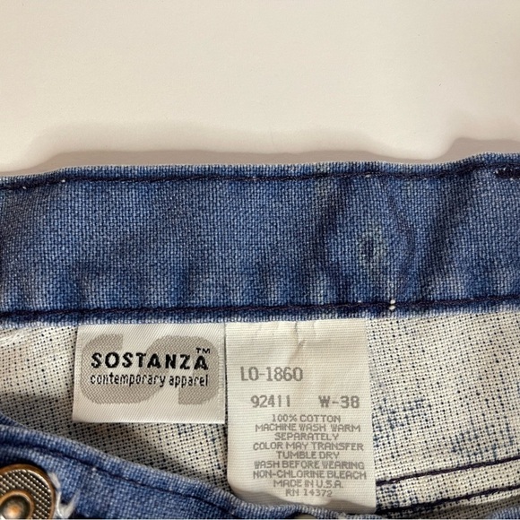 Vintage Sostanza Made in USA Distress Denim Shorts Aztec Pattern | Size 38 Men’s - Picture 5 of 8